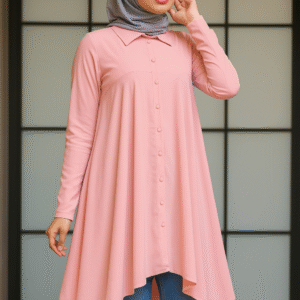 Trending Geometry Curved Knee Length modest Top